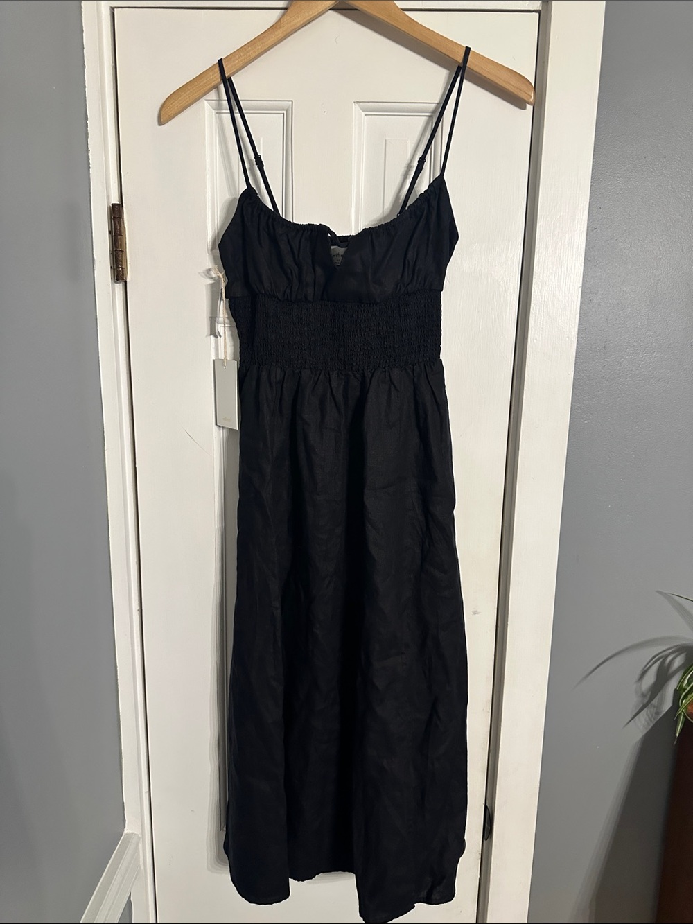 NWT Aritzia Wilfred Genoa Linen Midi Dress Black XS - Picture 1 of 6